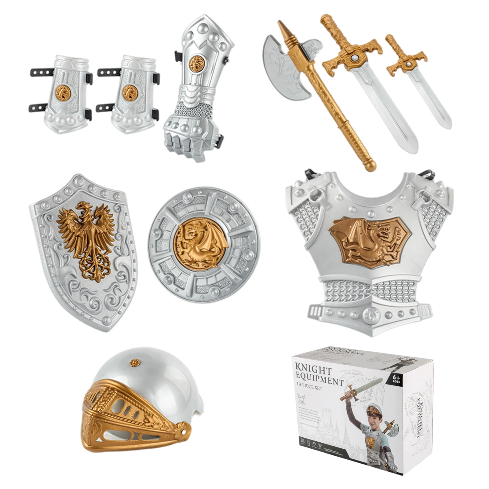 10 шт. Midevil Armor Knight Swords, безопасный материал для детей, золотой и серебряный детский рыцарский костюм, костюм на Хэллоуин, костюм для вечеринки
10 шт. Midevil Armor Knight Swords, безопасный материал для детей, золотой и серебряный детский рыцарский костюм, костюм на Хэллоуин, костюм для вечеринки