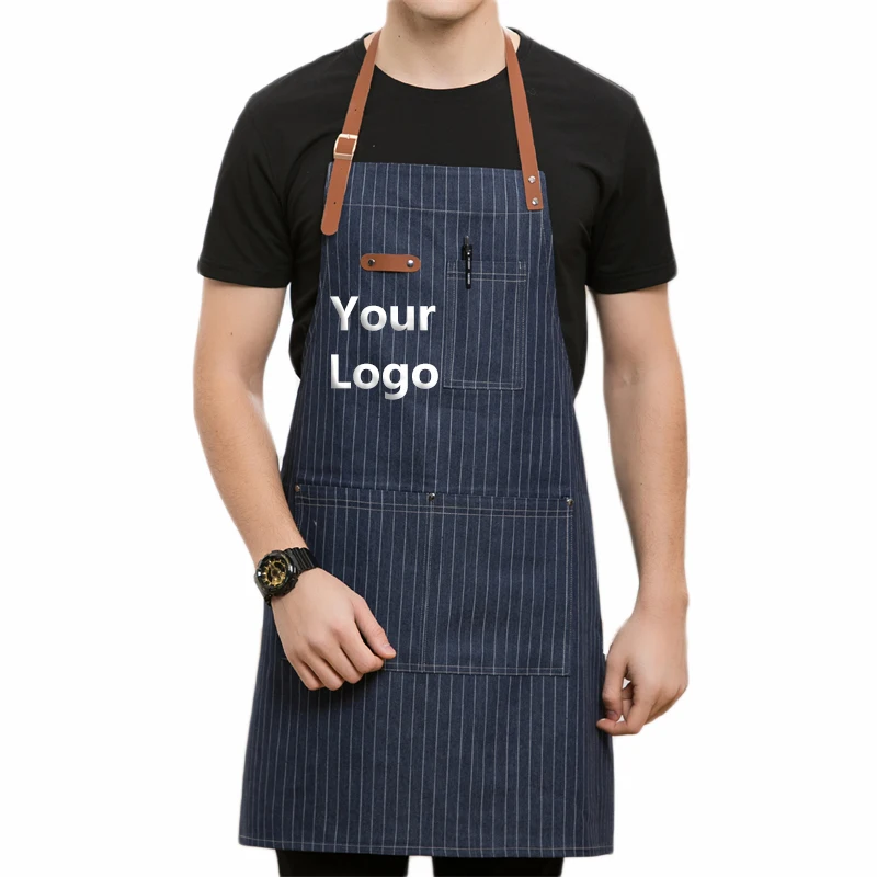 Logo Custom Denim Work Apron With Leather Strap and Pockets,Beauty Studio Barber Shop Cafe Market Bakery Employee Waiter Uniform
Logo Custom Denim Work Apron With Leather Strap and Pockets,Beauty Studio Barber Shop Cafe Market Bakery Employee Waiter Uniform