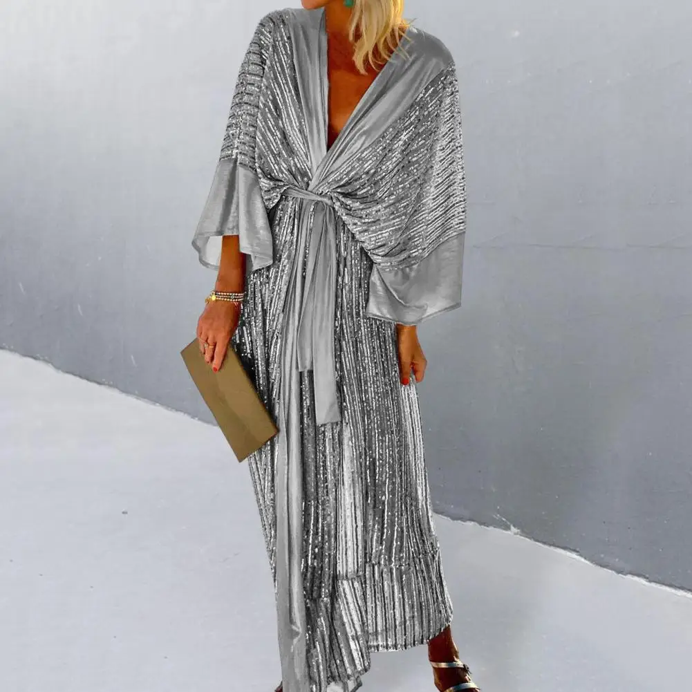 50%HOTDeep V-Neck Batwing Sleeve Lace Up Flowy Hem Autumn Dress Women Sequins Elegant Holiday Cardigan Long Dress Female Clothin
50%HOTDeep V-Neck Batwing Sleeve Lace Up Flowy Hem Autumn Dress Women Sequins Elegant Holiday Cardigan Long Dress Female Clothin