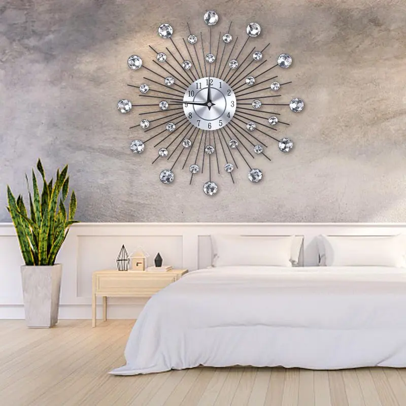 Sparkling Bling Metallic Silver Flower-Shaped Wall Clock for Living Room Office, Decorative Clock, Wall Clock with Bling Diamond
Sparkling Bling Metallic Silver Flower-Shaped Wall Clock for Living Room Office, Decorative Clock, Wall Clock with Bling Diamond