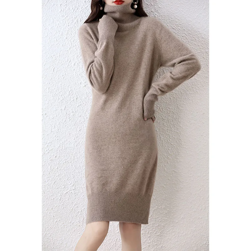 100% Pure Wool Autumn and Winter New High Collar Women's Mid Length Knitted Dress with Wool
100% Pure Wool Autumn and Winter New High Collar Women's Mid Length Knitted Dress with Wool
