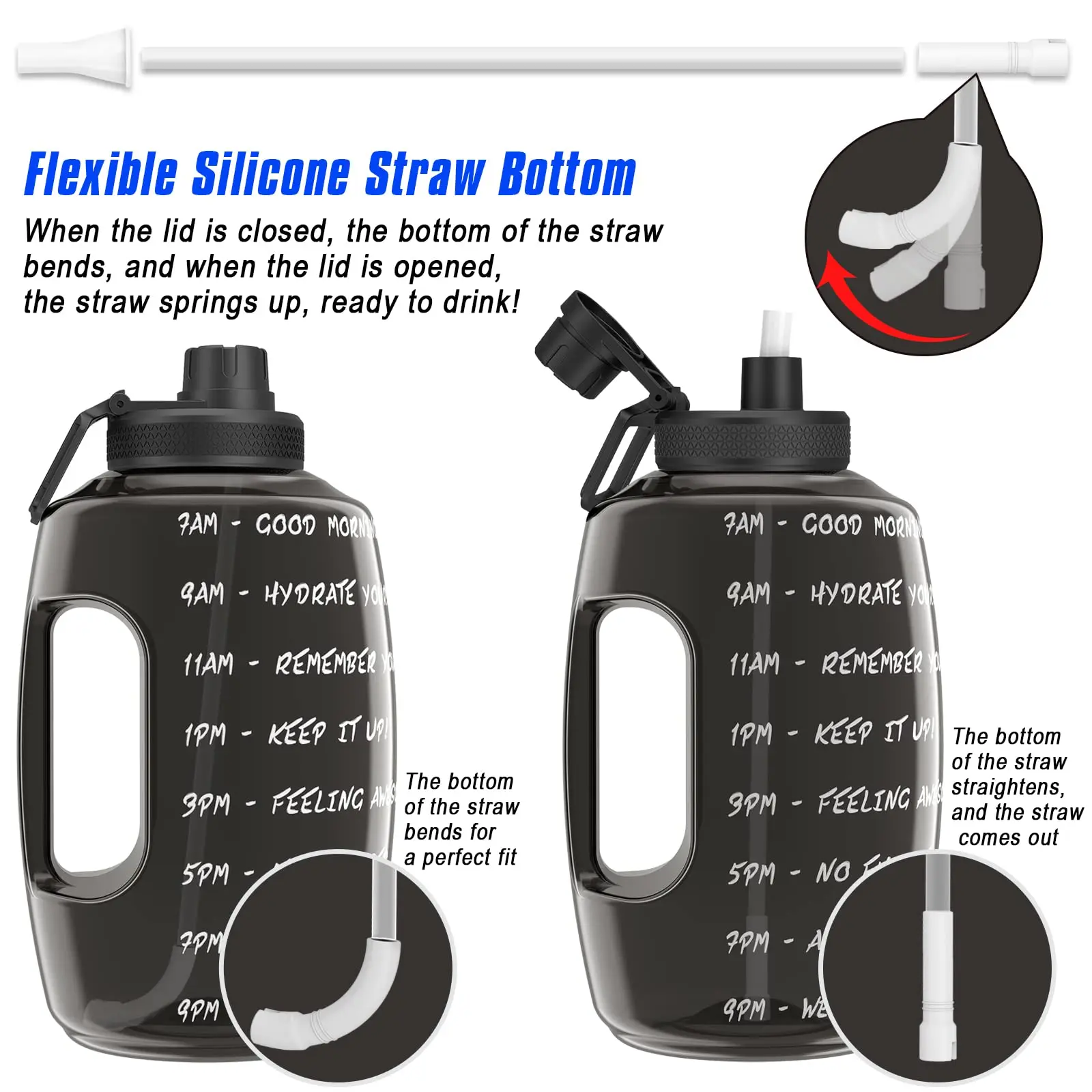 Quifit Gallon 2L Water Bottle with Straw 3.8 & 2 Litre Large Capacity Tritan BPA Free Motivational Quote Time Marker 2000ml Jug
Quifit Gallon 2L Water Bottle with Straw 3.8 & 2 Litre Large Capacity Tritan BPA Free Motivational Quote Time Marker 2000ml Jug