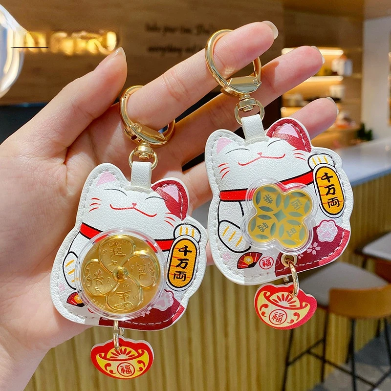 Cartoon time to run and earn money beckoning cat leather exquisite keychain trendy fashion car key pendant
Cartoon time to run and earn money beckoning cat leather exquisite keychain trendy fashion car key pendant