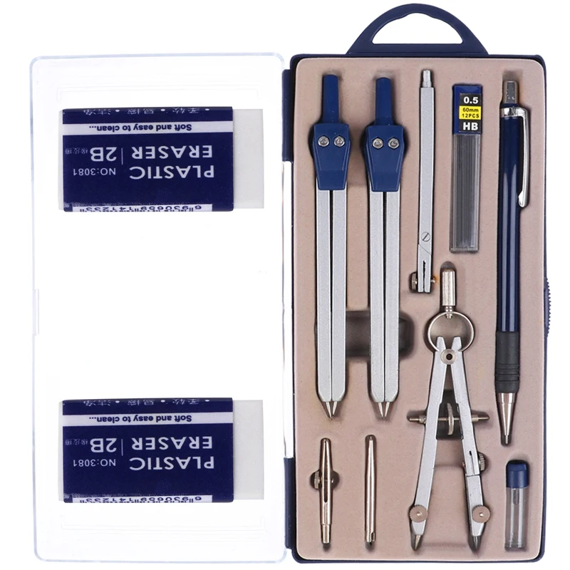 11Pieces Math Geometry Kit Set Metal Compass Geometry Precision Tool Set Circle Drawing Tools Rulers Protractors
11Pieces Math Geometry Kit Set Metal Compass Geometry Precision Tool Set Circle Drawing Tools Rulers Protractors