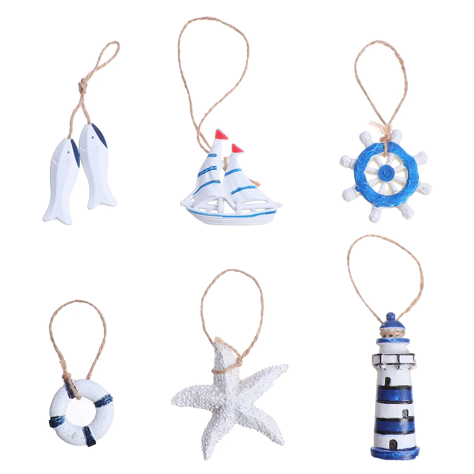 

6 Pcs Beach Party Favors Home Ornament Ocean Ornaments Nautical Decor Coastal Hanging Mediterranean Pendant Sea Style