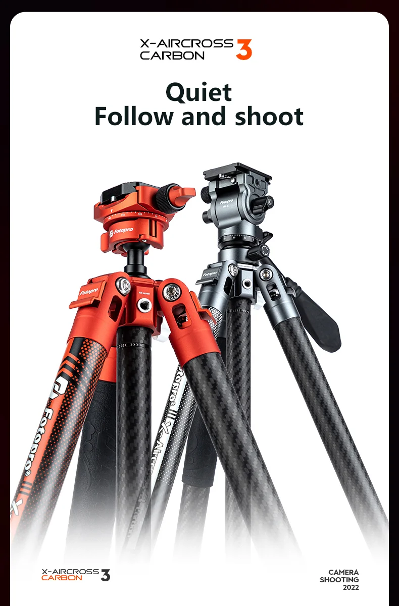 

Fotopro X-Aircross 3 Carbon Fiber Tripod Extendable Lightweight Portable Camera Bracket with Ball Head Professional Stand X-Airc
