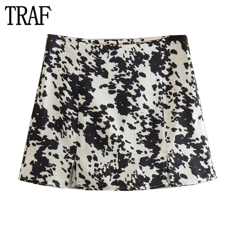 

TRAF Print Skirt Shorts Women Satin Skorts for Women 5 Colors High Wasit Shorts Women Spring Summer Casual Bermuda Shorts Woman
