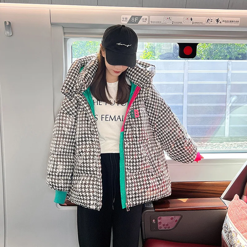 Plaid Hooded Women Jacket Casual Thicken Loose Cotton Clothes Winter Parkas Drawstring Long Sleeve Female Snowwear Coat
Plaid Hooded Women Jacket Casual Thicken Loose Cotton Clothes Winter Parkas Drawstring Long Sleeve Female Snowwear Coat