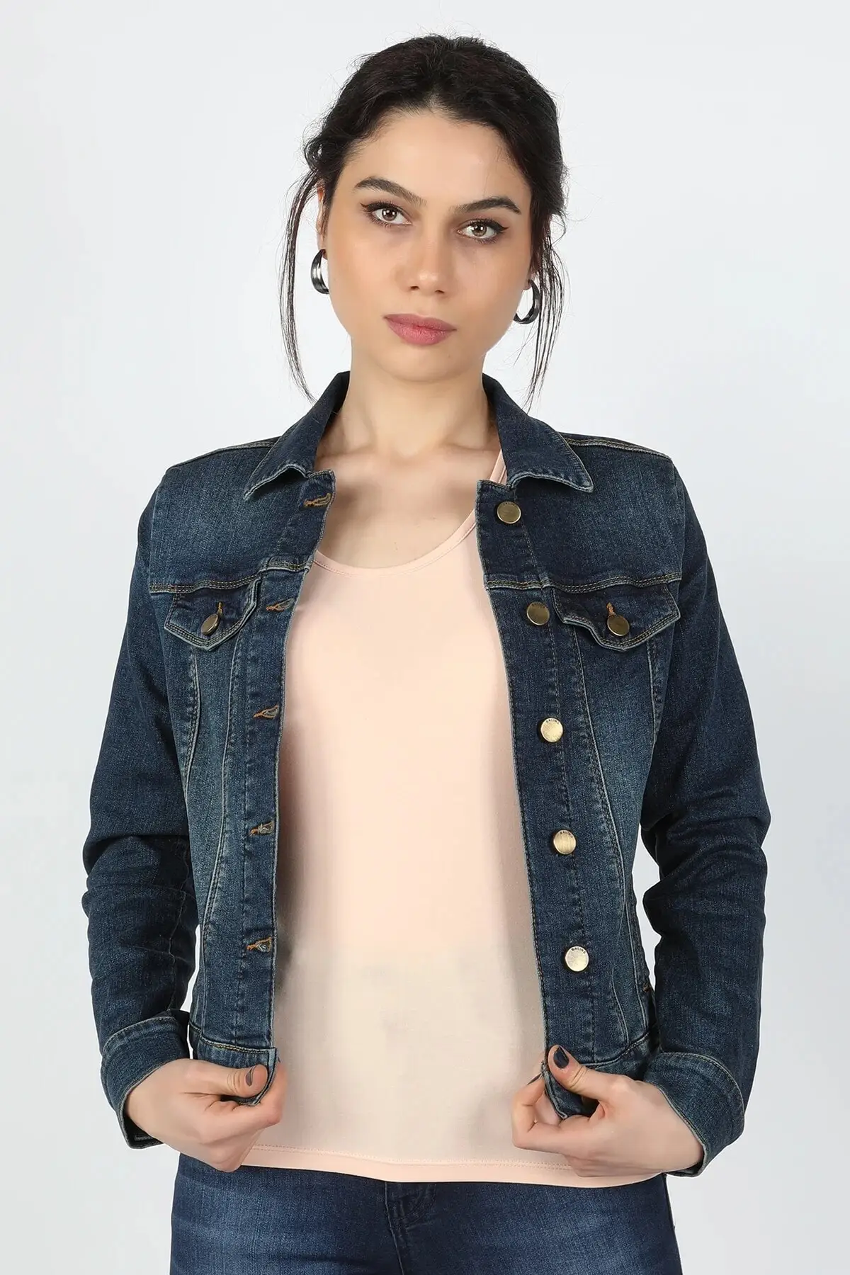 Женская модная джинсовая куртка, пальто, джинсовая куртка темно-синего цвета
Женская модная джинсовая куртка, пальто, джинсовая куртка темно-синего цвета