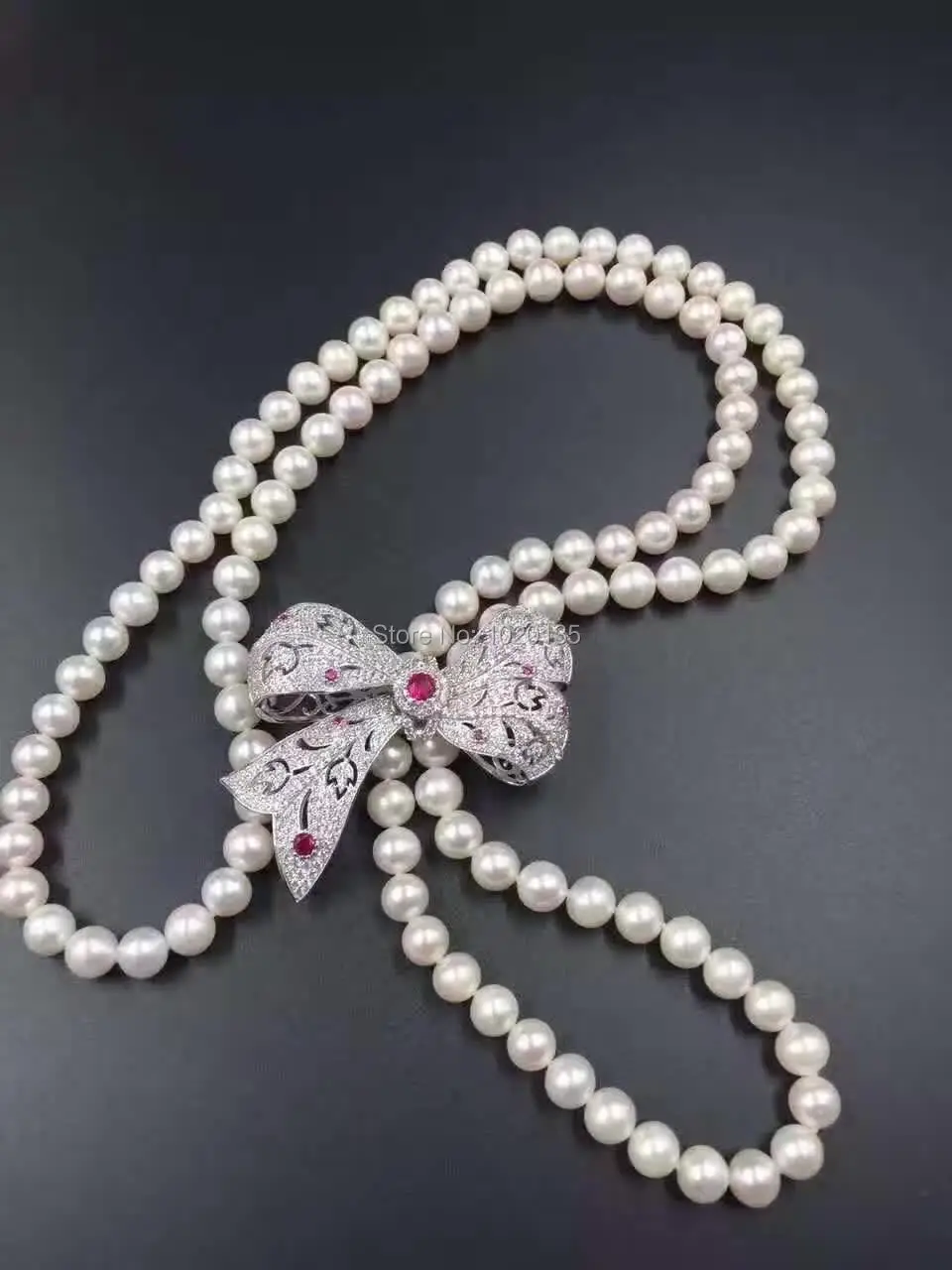 wow! freshwater pearl white near round and knotbow pendant necklace 8-9mm 40inch beads
wow! freshwater pearl white near round and knotbow pendant necklace 8-9mm 40inch beads
