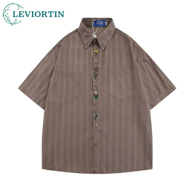 Men Streetwear Harajuku Floral Summer Short Sleeve Shirt Hip Hop Flower Embroidery Casual Striped Loose Oversize Beach Shirt
Men Streetwear Harajuku Floral Summer Short Sleeve Shirt Hip Hop Flower Embroidery Casual Striped Loose Oversize Beach Shirt