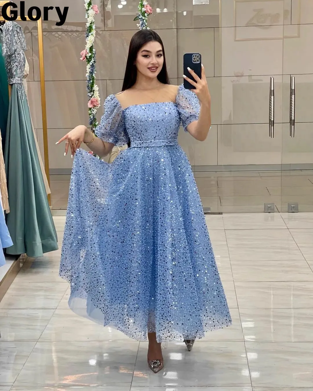 Sparkly Sequins Evening Dresses Short Sleeves Ankle-length A-Line Prom Dresses vestidos de fiesta elegantes para mujer 2023
Sparkly Sequins Evening Dresses Short Sleeves Ankle-length A-Line Prom Dresses vestidos de fiesta elegantes para mujer 2023