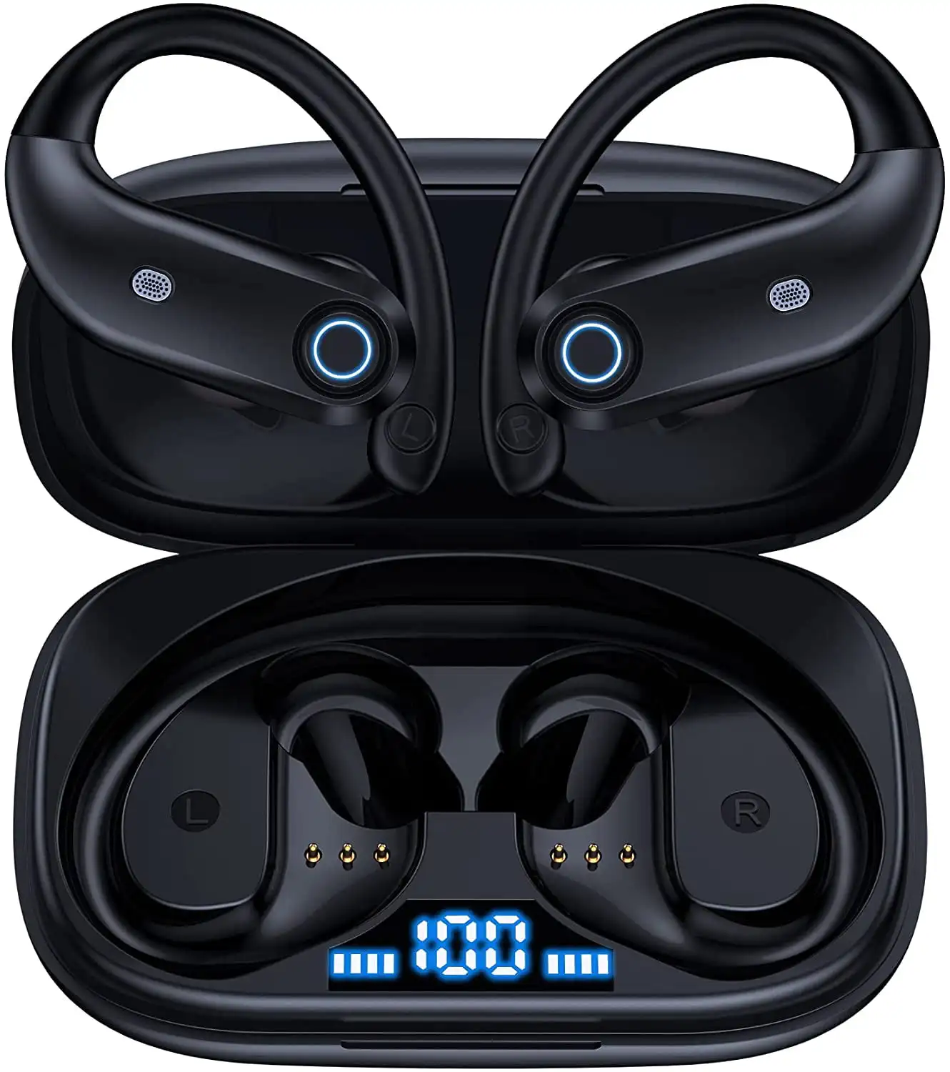 Bluetooth Headphones 48Hrs Playback Wireless Earbuds with Wireless Charging Case and Earhooks Over Ear Waterproof Earphones with
Bluetooth Headphones 48Hrs Playback Wireless Earbuds with Wireless Charging Case and Earhooks Over Ear Waterproof Earphones with