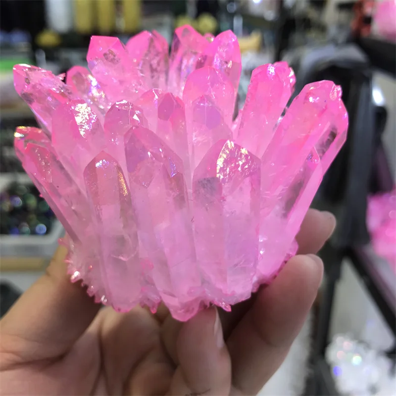 

1 натуральный розовый призрак, кварцевый кристалл-кластер, камень и кристалл, минерал рейки, лечебные образцы, используемые для домашнего декора