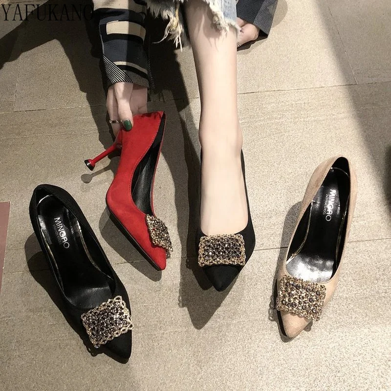 Sexy Suede Pointed Toe Stiletto Womens Pumps Rhinestone Square Buckle High Heels Red Wedding Party Shoes Black Office Work Shoes
Sexy Suede Pointed Toe Stiletto Womens Pumps Rhinestone Square Buckle High Heels Red Wedding Party Shoes Black Office Work Shoes
