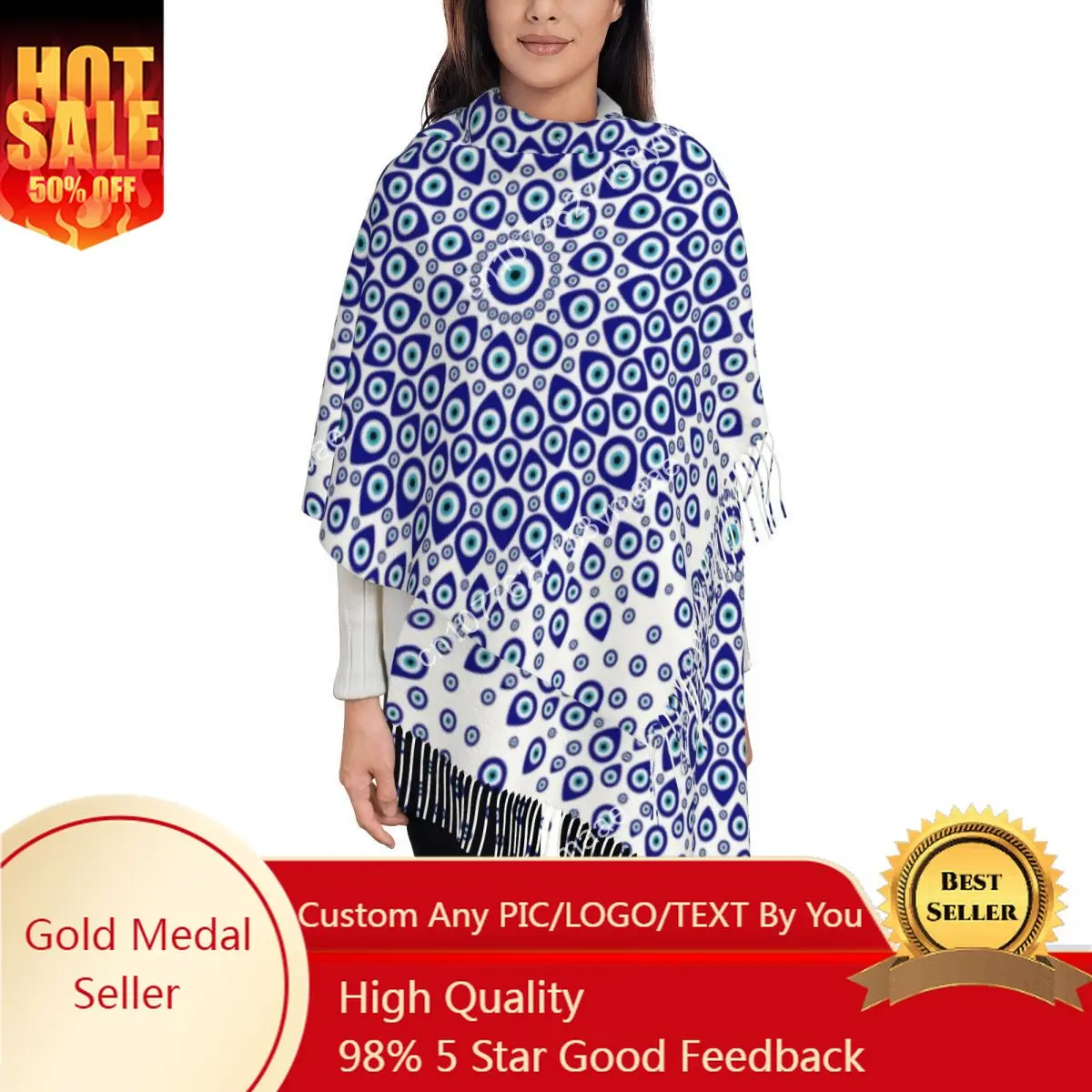 Custom Nazar Turkish Evil Eye Shawls Wraps for Womens Winter Long Soft Scarf Greek Amulet Mystical Reversible Tassel Scarves
Custom Nazar Turkish Evil Eye Shawls Wraps for Womens Winter Long Soft Scarf Greek Amulet Mystical Reversible Tassel Scarves