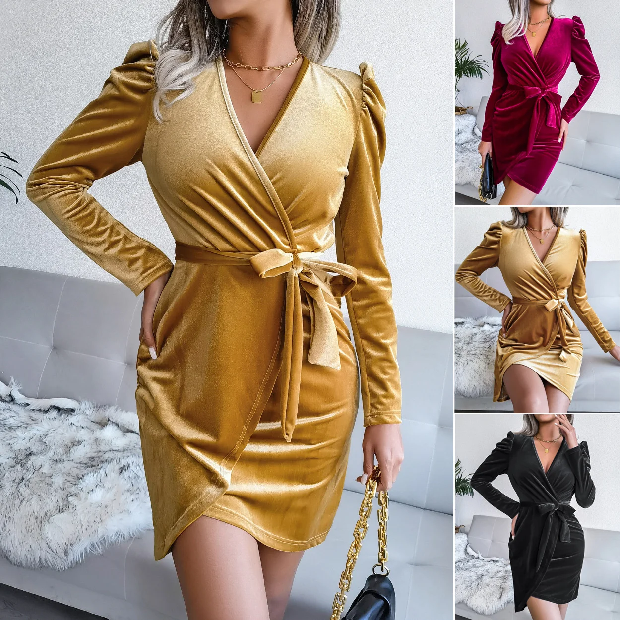 Women's Clothing Gold Velvet Sexy Package Hip Skirt Puff Sleeve High Waist Women's Evening Dress Urban Casual One Step Skirt
Women's Clothing Gold Velvet Sexy Package Hip Skirt Puff Sleeve High Waist Women's Evening Dress Urban Casual One Step Skirt