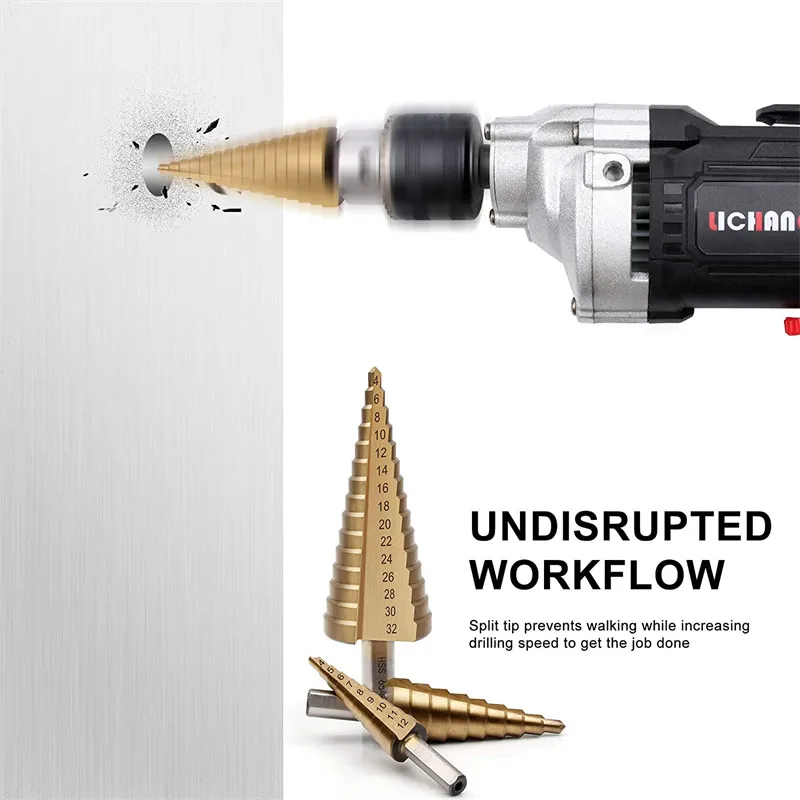 3/4pcs Step Drill Bit 3-12mm 4-12mm 4-20mm 4-32mm HSS Straight Groove Titanium Coated Wood Metal Hole Cutter Drilling Power Tool
3/4pcs Step Drill Bit 3-12mm 4-12mm 4-20mm 4-32mm HSS Straight Groove Titanium Coated Wood Metal Hole Cutter Drilling Power Tool