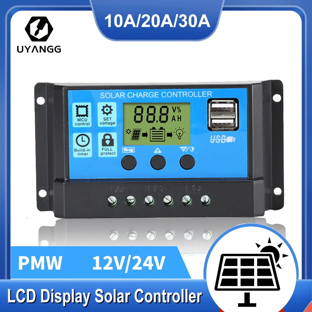 UYANGG 2022 SALE Solar Controller 30A 20A 10A 12V/24V LCD Display Voltage Solar Regulator PWM Battery Charger Dual USB 5V Output
UYANGG 2022 SALE Solar Controller 30A 20A 10A 12V/24V LCD Display Voltage Solar Regulator PWM Battery Charger Dual USB 5V Output