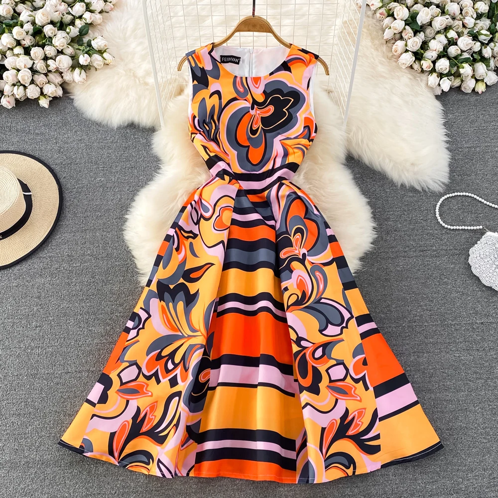 Fashion Summer Women Classic A Line O Neck Sleeveless Midi Party Dinner Retro Elegant Lady Office Casual Print Beach Dress
Fashion Summer Women Classic A Line O Neck Sleeveless Midi Party Dinner Retro Elegant Lady Office Casual Print Beach Dress