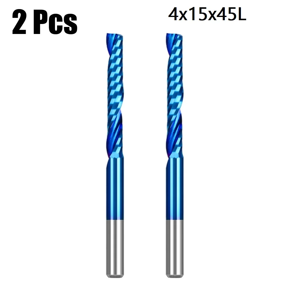 2 Pcs 4mm Shank 1 Flute End Mill Blue Coating CNC Router Bit Single Flute End Mill Woodworking Tools Accessories
2 Pcs 4mm Shank 1 Flute End Mill Blue Coating CNC Router Bit Single Flute End Mill Woodworking Tools Accessories