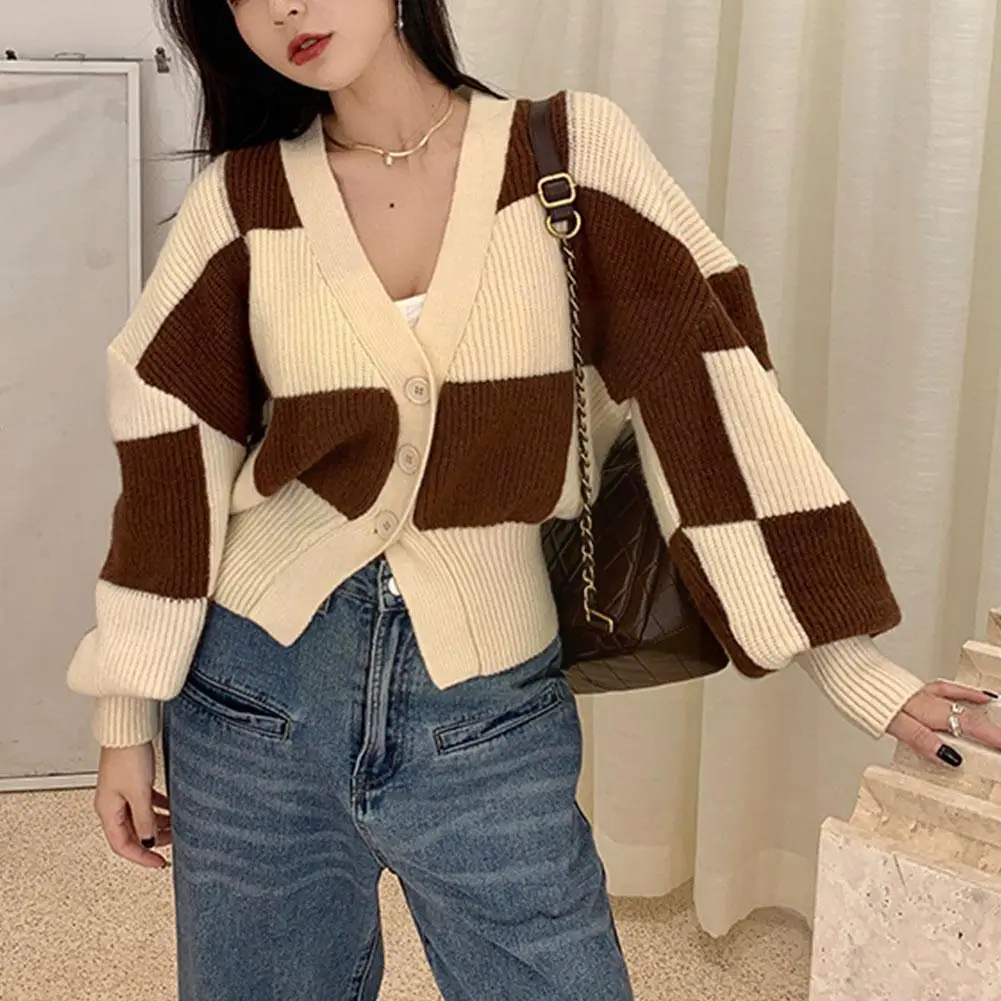 V Neck Plaid Checkerboard Cardigan Long Sleeve Women 2021 Sweater Ladies Jumper Autumn Single Winter Breasted Korean E6J8
V Neck Plaid Checkerboard Cardigan Long Sleeve Women 2021 Sweater Ladies Jumper Autumn Single Winter Breasted Korean E6J8