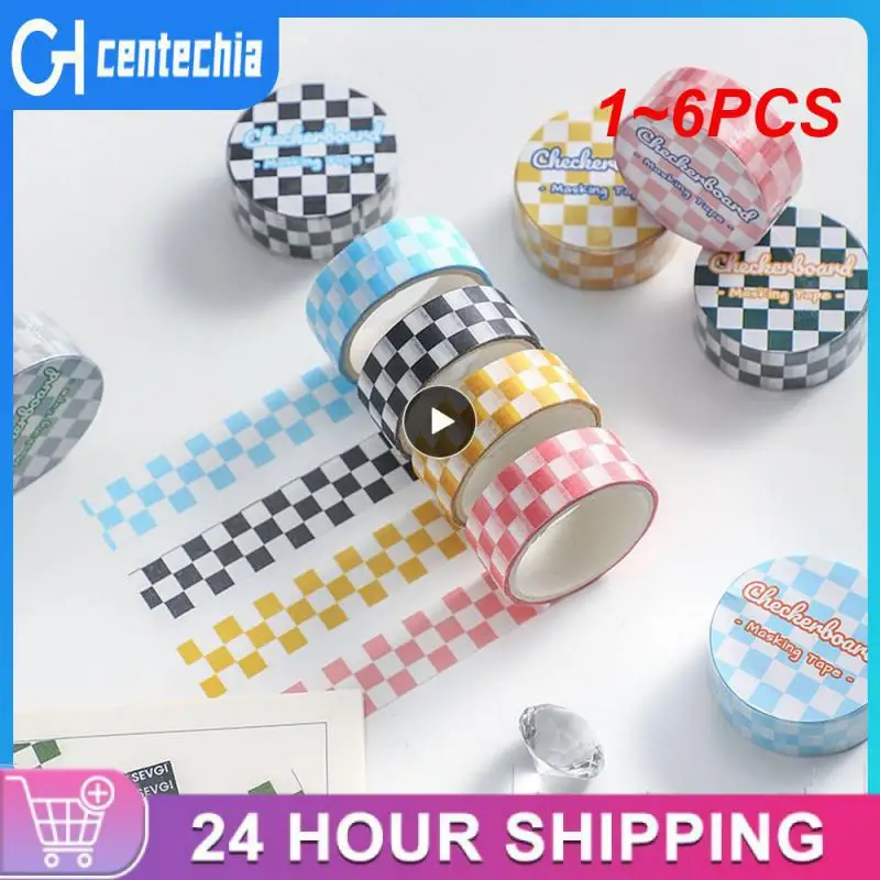 

1~6PCS 1 Roll Fresh Grid Washi for Journal Scrapbooking Diary Planners Crafts Supplies