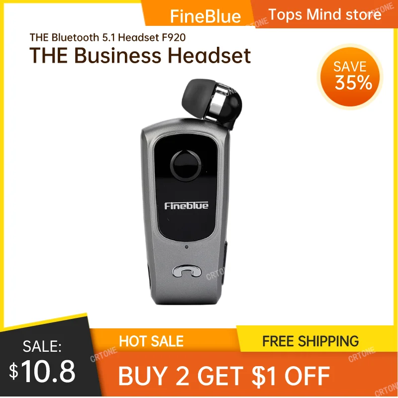 

Wireless Headset Hands-free Car Bluetooth Headphone Phone Remind Vibration Wear Clip Business Earphone FineBlue F920 F910 F520