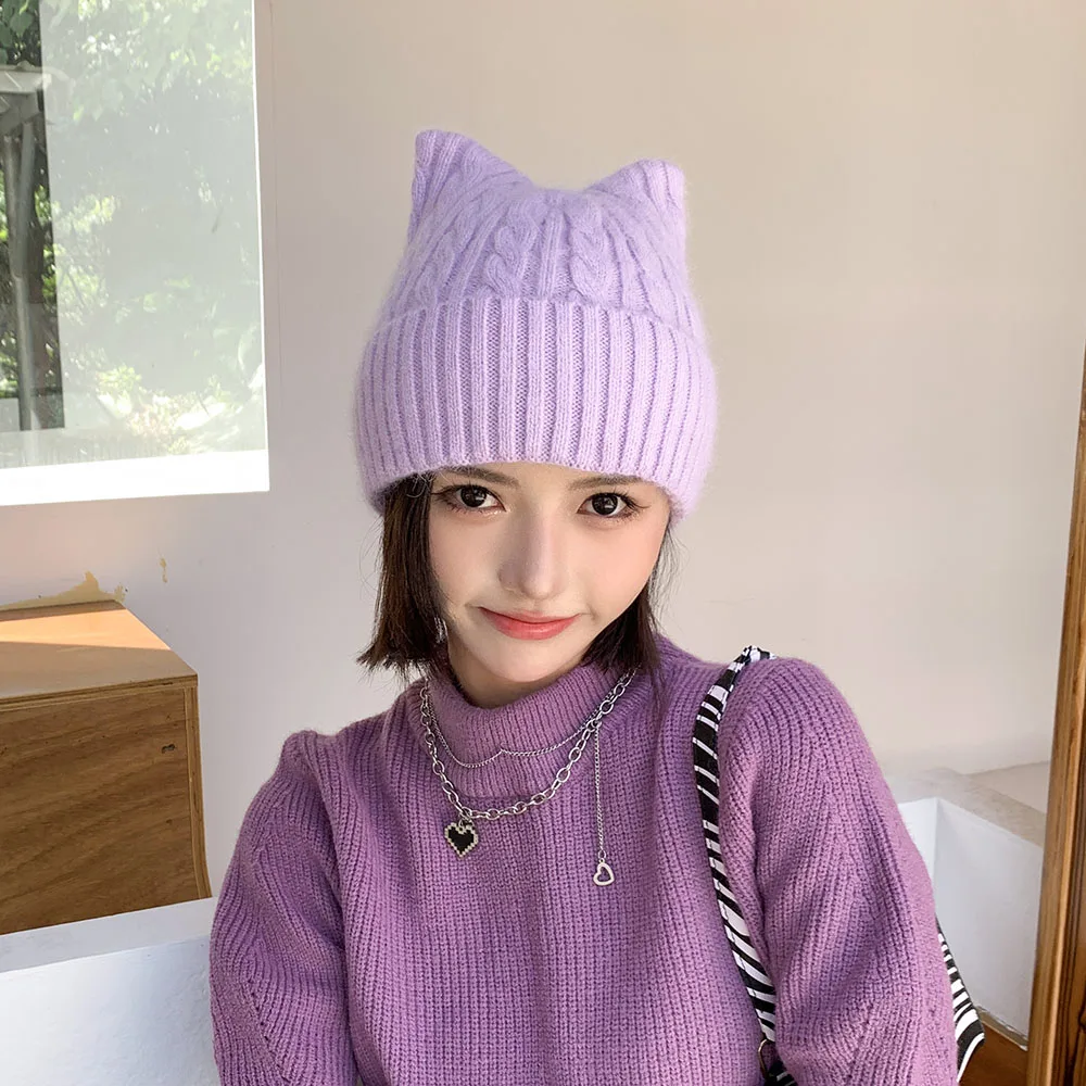2022 New women fashion Cute Cartoon Rabbit ears Purple hat Cashmere Winter Hat Long Fur Warm Soft Knitted Hats Skullies Beanies
2022 New women fashion Cute Cartoon Rabbit ears Purple hat Cashmere Winter Hat Long Fur Warm Soft Knitted Hats Skullies Beanies