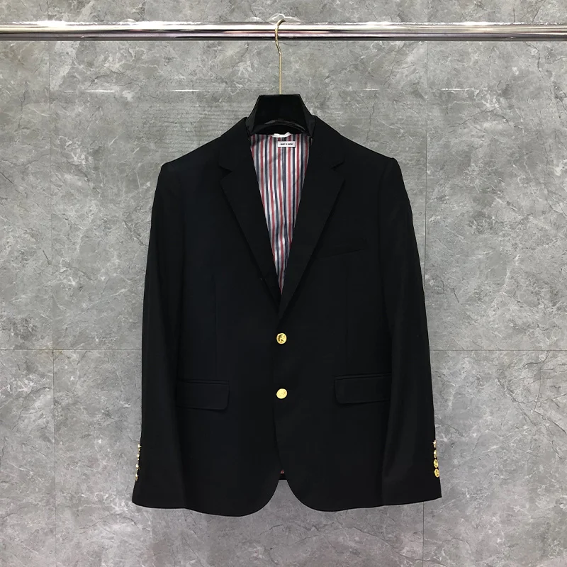 THOM Male Autunm Winter Man Jacket Fashion Brand Blazer Classic Wide Lapel Solid Formal Coat Gold Buttons Black TB Suit
THOM Male Autunm Winter Man Jacket Fashion Brand Blazer Classic Wide Lapel Solid Formal Coat Gold Buttons Black TB Suit