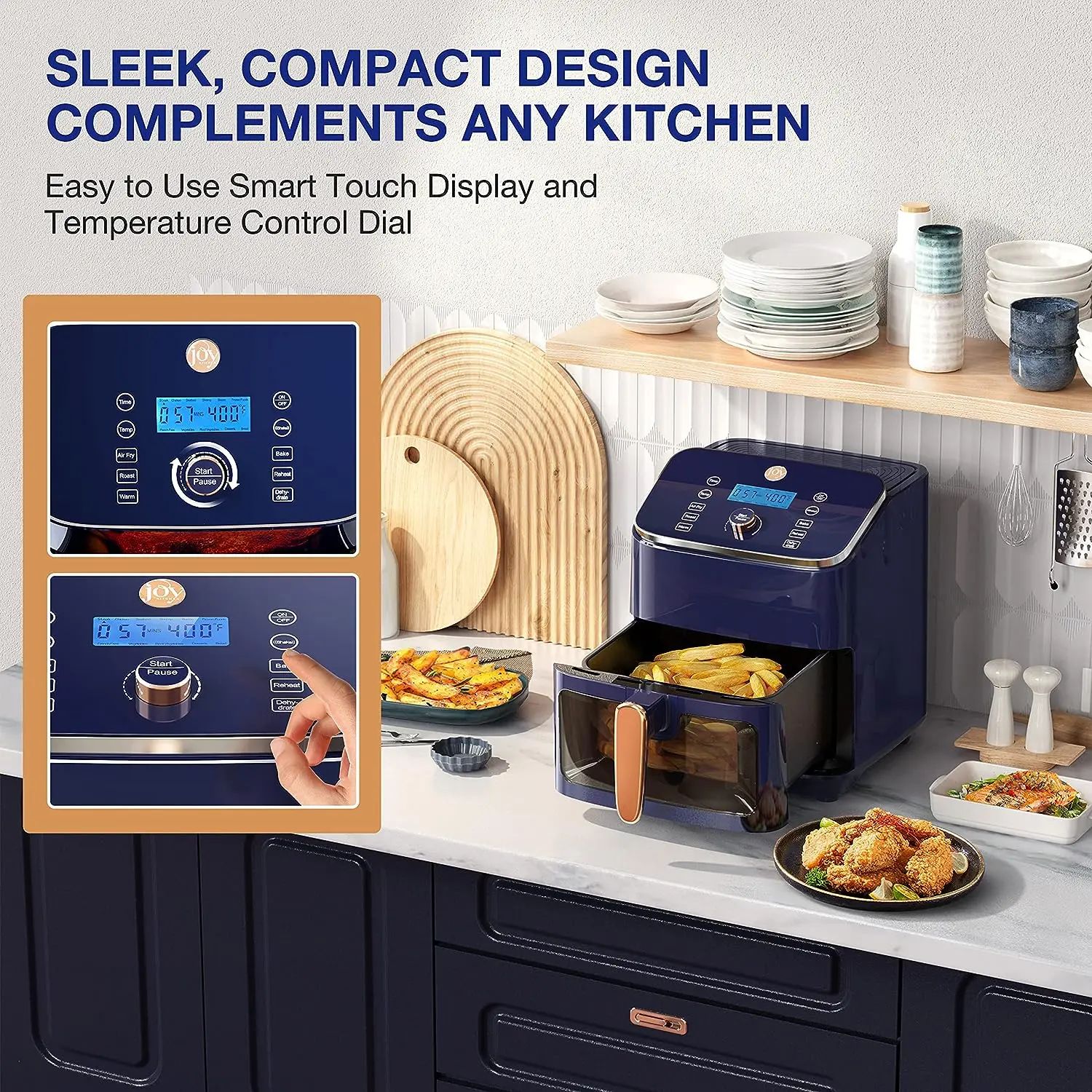 Air Fryer with Viewing Window, 6 Cooking Settings, Shake Alert, Auto Shut Off, and Removable Non-Stick Fry Basket & Cooking Air
Air Fryer with Viewing Window, 6 Cooking Settings, Shake Alert, Auto Shut Off, and Removable Non-Stick Fry Basket & Cooking Air