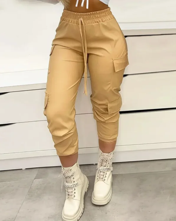 Women Spring And Summer Drawstring Pocket Design Shirred Cargo Pants Female Officec Trousers Sliod Color Lady 2022 Fashion New
Women Spring And Summer Drawstring Pocket Design Shirred Cargo Pants Female Officec Trousers Sliod Color Lady 2022 Fashion New