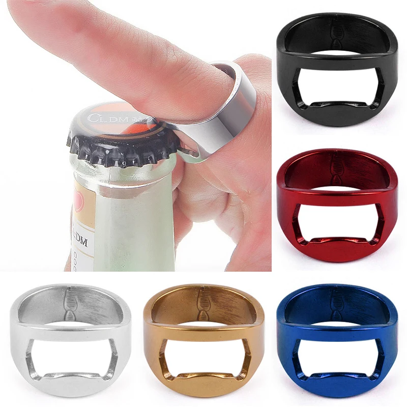 

Portable Stainless Steel Ware Creative Beer Bottle Opener Finger Finger Ring Fashion Decorative Bar Kitchen Supplies Home Tools