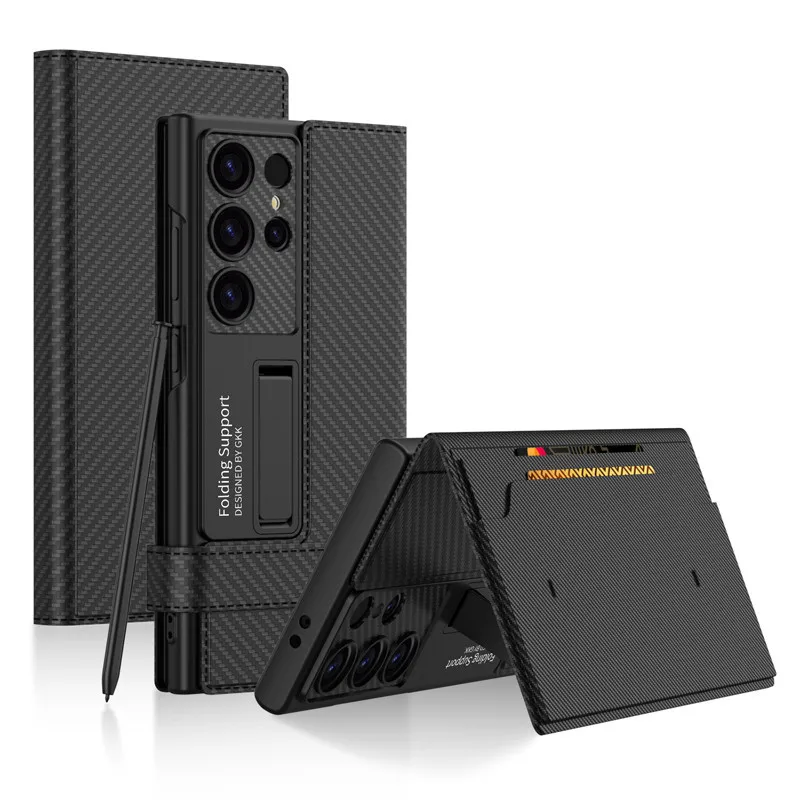 Для Galaxy S24 Ultra/S23 Ultra раскладушка GKK флип кожаный чехол с магнитной пряжкой и