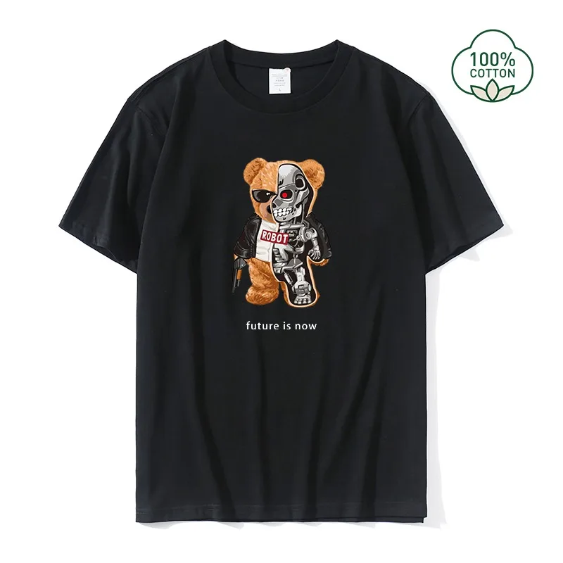 Bear T Shirt For Men Future Is Now Bear Toy Half Robot Cotton T-Shirt Summer Trend Short-Sleeved Casual Street Couple Wear
Bear T Shirt For Men Future Is Now Bear Toy Half Robot Cotton T-Shirt Summer Trend Short-Sleeved Casual Street Couple Wear