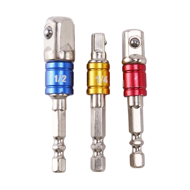 3PCS Socket Adapter Impact Set Hex Shank To 1/4 3/8 1/2 Inch Colorful Extension Converter Impact Drill Bits Driver Power Hand To
3PCS Socket Adapter Impact Set Hex Shank To 1/4 3/8 1/2 Inch Colorful Extension Converter Impact Drill Bits Driver Power Hand To