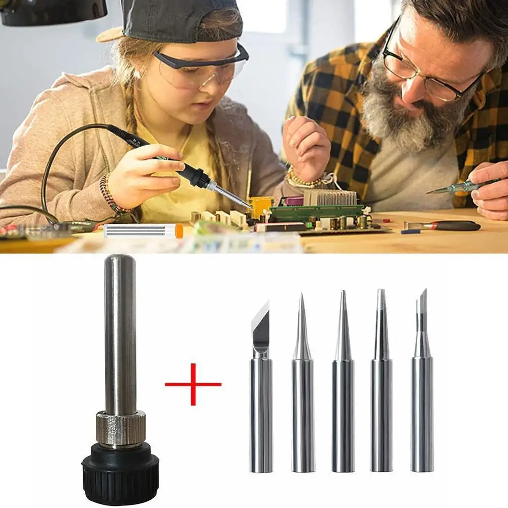 Soldering Station Iron Handle Adapter Iron Tip Cannula Casing Wth 5pcs Replaceable Soldering Iron Tips For Worker Tools
Soldering Station Iron Handle Adapter Iron Tip Cannula Casing Wth 5pcs Replaceable Soldering Iron Tips For Worker Tools