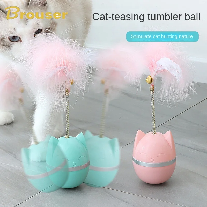 

New Durable Funny Pet Cat Toys For Entertain Itself Mimi Favorite Feather Tumbler With Small Bell Kitten For Catch