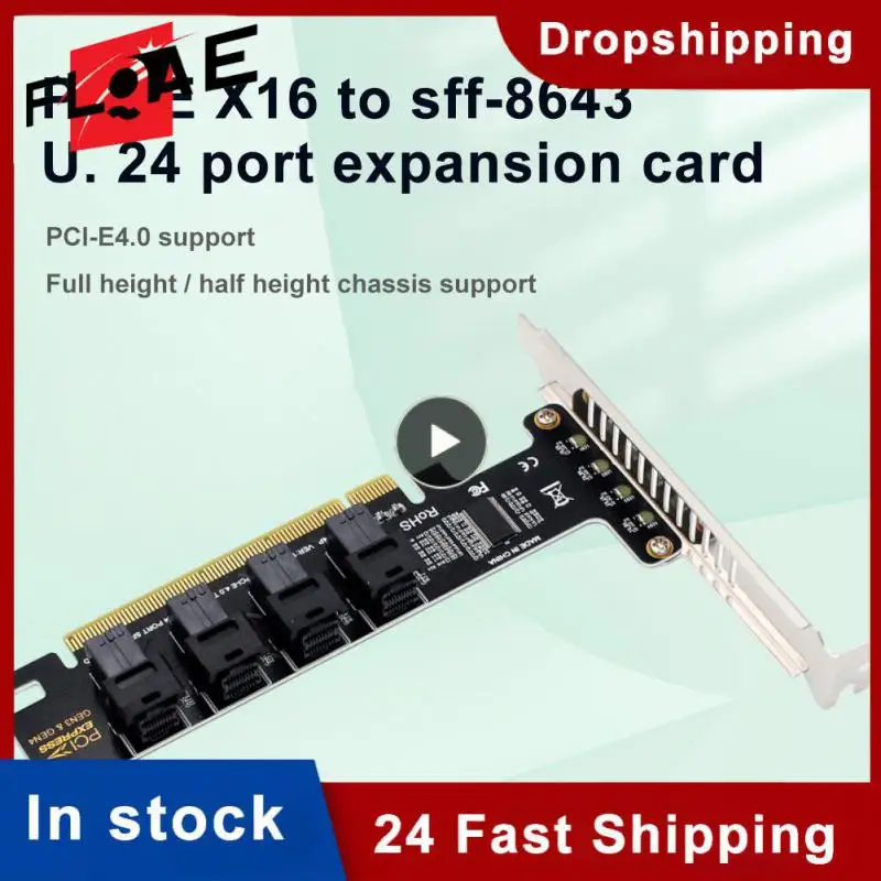

Data Transfer Expansion Card Stable High Speed Pcie4.0 Split Card For Windows Pciex16 To 4-port U.2 Nvme Sff-8643 Sff-8639