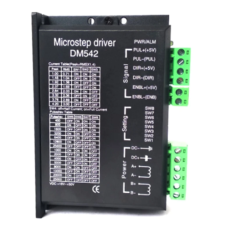 DM542 Microstep Driver CNC Digital Microstep Driver Stepper Motor Controller 2-Phase 20-50V DC Max 4.2A For 17, 23 Stepper Motor
DM542 Microstep Driver CNC Digital Microstep Driver Stepper Motor Controller 2-Phase 20-50V DC Max 4.2A For 17, 23 Stepper Motor