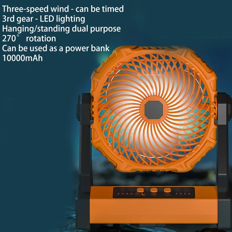 Portable Tent Fan with Light 10000mAh Rechargeable Fan 3 Speeds Cooling Gear for Camping Home Office Travel Outdoor Camp E8BE
Portable Tent Fan with Light 10000mAh Rechargeable Fan 3 Speeds Cooling Gear for Camping Home Office Travel Outdoor Camp E8BE