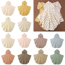 Soft Cotton Baby Hooded Towel Bath Towel for Boys Girls Bathrobe Sleepwear Childrens Clothing Floral/Solid Color Infant ponchos