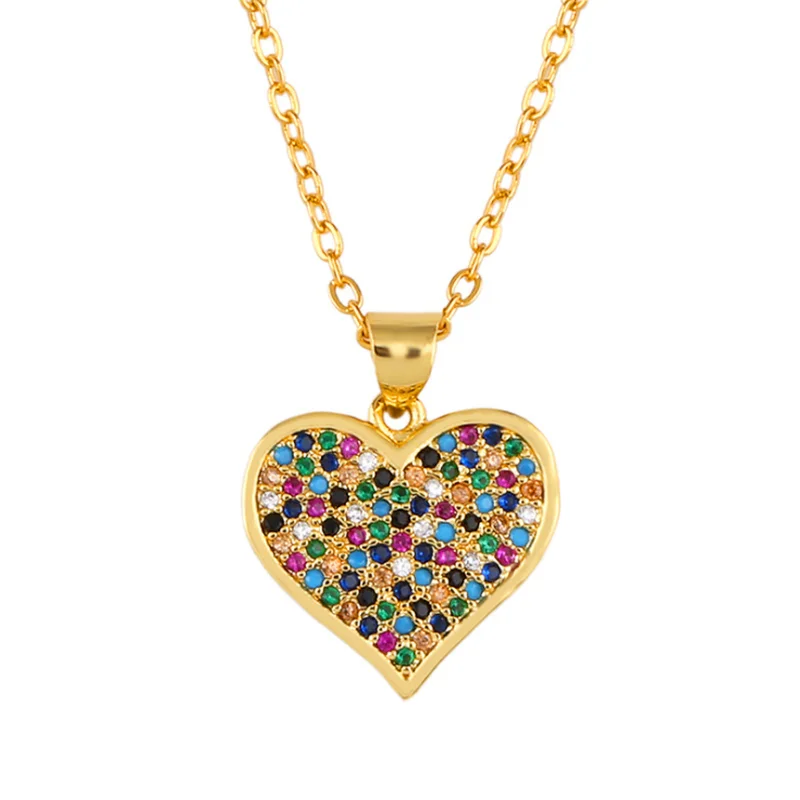 Simple and Fashionable Love Necklace Copper Inlaid Colorful Zircon Pendant Best Gift Jewelry for Couples
Simple and Fashionable Love Necklace Copper Inlaid Colorful Zircon Pendant Best Gift Jewelry for Couples