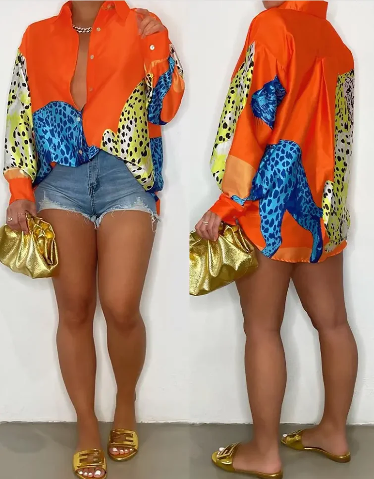 Leopard Print Button Down Shirt Women Long Sleeve Button Down Blouse Female Turn Neck Tops Fashion Design 
Leopard Print Button Down Shirt Women Long Sleeve Button Down Blouse Female Turn Neck Tops Fashion Design