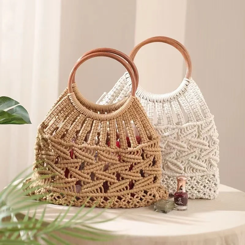 Wooden Handle Woven Summer Handbags Girls Khaki Seaside Vocation Bags Beige Colour Hollow Tote Bag Beach Handbag Women
Wooden Handle Woven Summer Handbags Girls Khaki Seaside Vocation Bags Beige Colour Hollow Tote Bag Beach Handbag Women