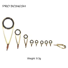 Pro Bomesh 9pcs/Kit Spinning Fishing Rod Guide Set With Kit SIC Ring Gold Stainless Steel Guide DIY Fishing Guide Rod Accessory