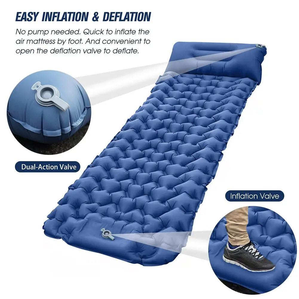 Camping Backpacking Air Mattress Outdoor Sleeping Pad With Foot Pump Air Pillow For Hiking, Camping, Fishing, Hiking
Camping Backpacking Air Mattress Outdoor Sleeping Pad With Foot Pump Air Pillow For Hiking, Camping, Fishing, Hiking