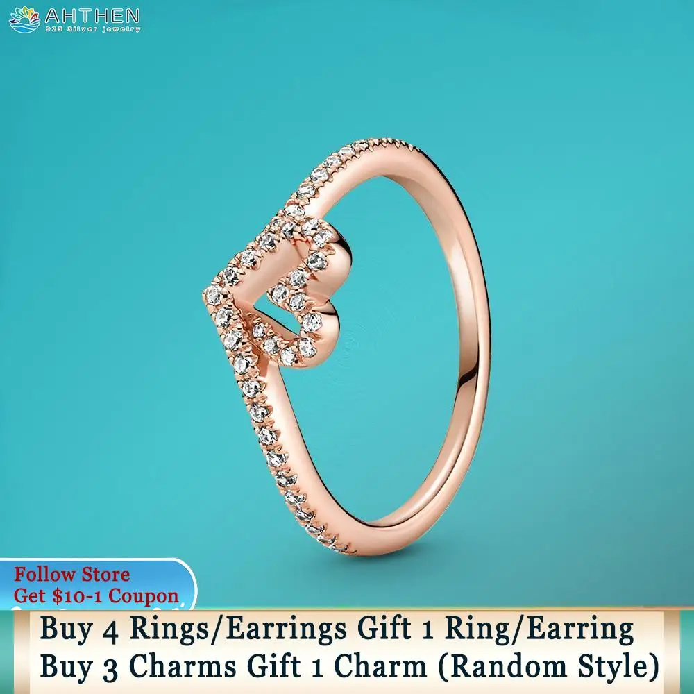 Ahthen 925 Sterling Silver Rings Sparkling Rose Wishbone Heart Ring 925 Silver Women Ring Ngagement Ring Women Jewelry Girl Ring 
Ahthen 925 Sterling Silver Rings Sparkling Rose Wishbone Heart Ring 925 Silver Women Ring Ngagement Ring Women Jewelry Girl Ring