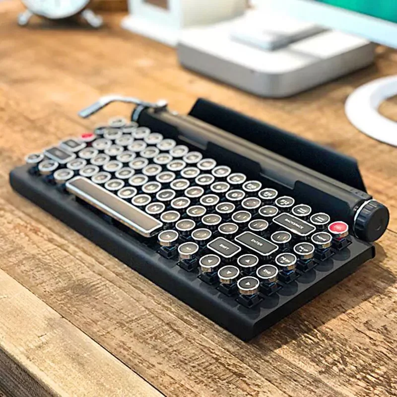 New Typewriter Keyboard Wireless Bluetooth RGB Colorful Backlight Retro Mechanical Keyboard For Cellphone Tablet Laptop GK99
New Typewriter Keyboard Wireless Bluetooth RGB Colorful Backlight Retro Mechanical Keyboard For Cellphone Tablet Laptop GK99