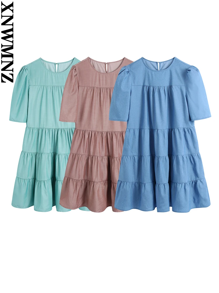 XNWMNZ women's fashion patchwork mini denim dress female casual retro O-neck short sleeves ruffled summer loos short dress 2022
XNWMNZ women's fashion patchwork mini denim dress female casual retro O-neck short sleeves ruffled summer loos short dress 2022